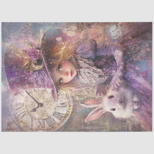 Papier Mousseline Découpage Victorian Alice Wonderland Thème d'art (Recto)