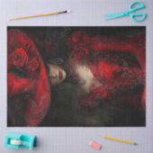 Papier Mousseline Découpage Victorian Elaborer Robe Rouge Casquette  (Artisanat)