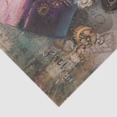 Papier Mousseline Découpage Victorian Steampunk Chat rose (Détail)