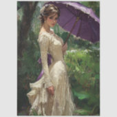 Papier Mousseline Decoupage Victorian Woman Romantic Scene Parasol (Recto)