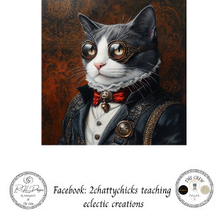 Papier Mousseline Découpage Victorien Valentine Dashing Chat