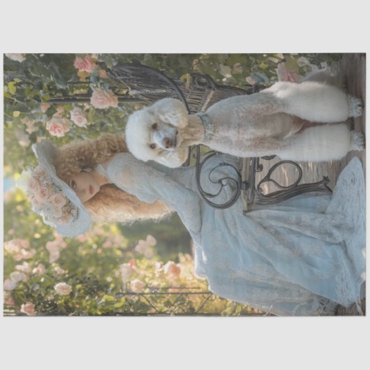 Papier Mousseline Découpage Victorienne habillée Lady Standard Poodl (Recto)