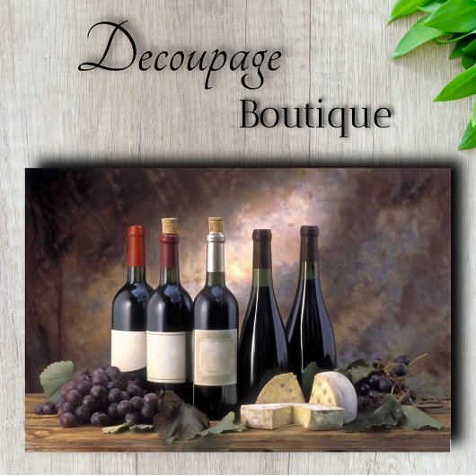 Papier Mousseline Découpage Vin et fromage à vie morte