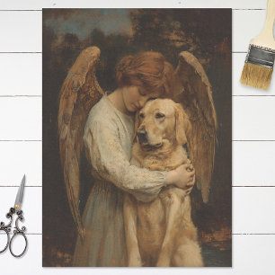 Papier Mousseline Découpage vintage Angel et Labrador Chien