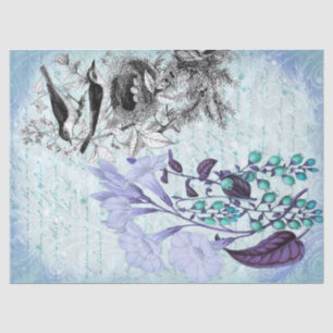 Papier Mousseline Découpage vintage Bleu