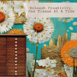 Papier Mousseline Découpage vintage bleu orange floral<br><div class="desc">Papier de découpage créatif et unique à l'aide d'un éventail de textures,  d'illustrations motifs et vintages dans des palettes colorées vibrantes,  muettes. Parfait pour le découpage,  la réservation de ferraille et d'autres embarcations en papier.</div>