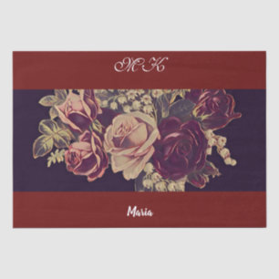Papier Mousseline Découpage vintage Bourgogne Rose sur mesure