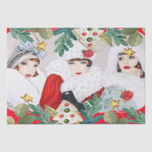 Papier Mousseline Découpage Vintage Christmas Ladies