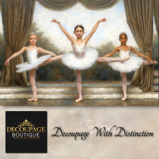 Papier Mousseline Découpage vintage de Ballerina Trio Stage