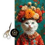 Papier Mousseline Découpage vintage de chat blanc floral<br><div class="desc">Ajoutez une touche de charme vintage à vos projets avec cette Vintage Découpage de Chat Blanc Floral. Doté d'un chaton blanc gracieux niché au milieu d'élégants motifs floraux, ce papier de tissu est parfait pour le découpage, le scrapbooking et l'emballage cadeau unique. Idéal pour les amateurs de style shabby chic...</div>