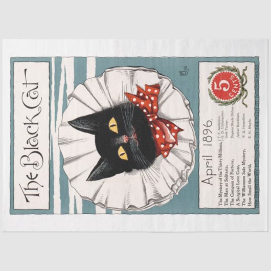 Papier Mousseline Découpage Vintage de chat noir (Recto)