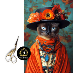 Papier Mousseline Découpage vintage de chats siamois floraux