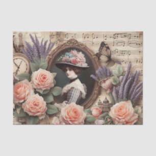 Papier Mousseline Découpage vintage de la dame victorienne