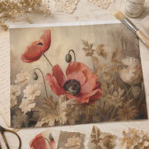 Papier Mousseline Découpage vintage de l'Ephémère Botanique du Pavot