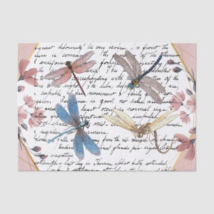 Papier Mousseline Découpage vintage de libellule et de fleurs