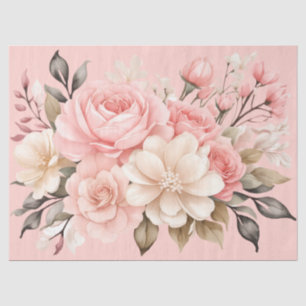 Papier Mousseline Découpage vintage d'inspiration Pastel rose floral