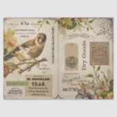 Papier Mousseline Découpage vintage d'oiseaux et d'ephémères (Recto)