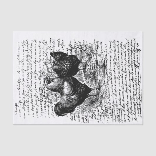 Papier Mousseline Découpage Vintage du coq agricole (Recto)