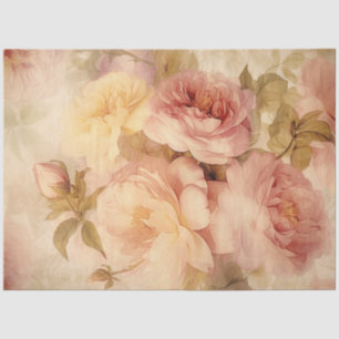 Papier Mousseline Découpage vintage du Rose Floral
