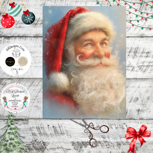 Papier Mousseline Decoupage vintage festif portrait de Père Noël