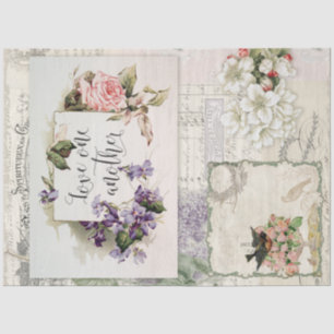 Papier Mousseline Découpage Vintage Floral antique Ephémère français