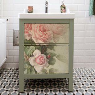 Papier Mousseline Découpage Vintage Floral Rose Bee Sage Feuilles