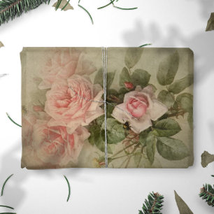 Papier Mousseline Découpage Vintage Floral Rose Bee Sage Feuilles
