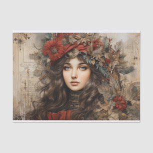 Papier Mousseline Découpage vintage Holly Lady