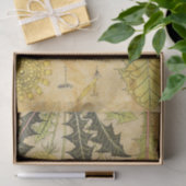 Papier Mousseline Découpage Vintage jaune Floral (Cadeau)