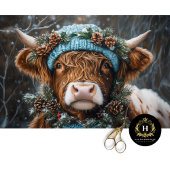 Papier Mousseline Découpage Vintage Noël Highland Cow