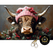 Papier Mousseline Découpage Vintage Noël Highland Cow