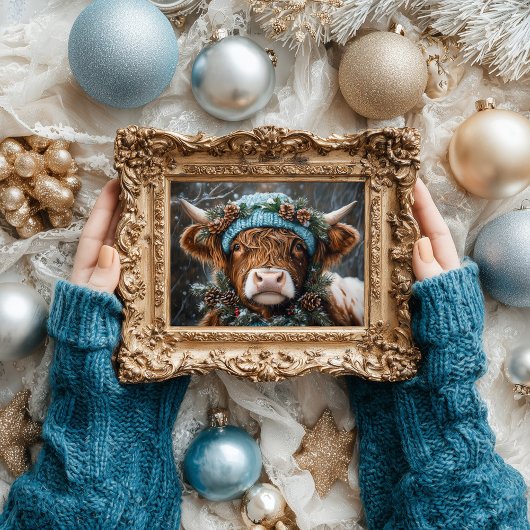 Papier Mousseline Découpage Vintage Noël Highland Cow