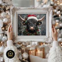 Découpage Vintage Noël Highland Cow