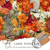 Papier Mousseline Découpage vintage Orange Rustique