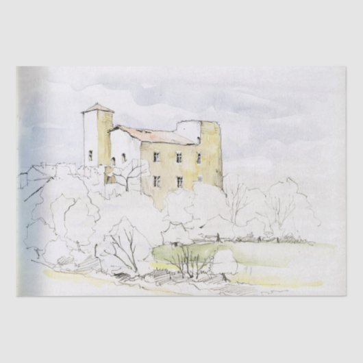 Papier Mousseline DÉCOUPAGE vintage PAYS CHÂTEAU FRANÇAIS (Recto)