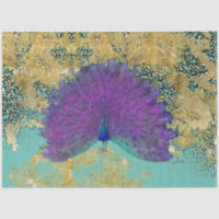 Découpage vintage Peacock Turquoise Gold Leopard