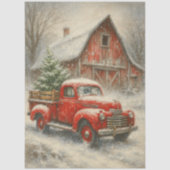 Papier Mousseline Decoupage Vintage Red Truck Christmas Scene (Recto)