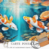 Papier Mousseline Découpage vintage Russe Koi Fish
