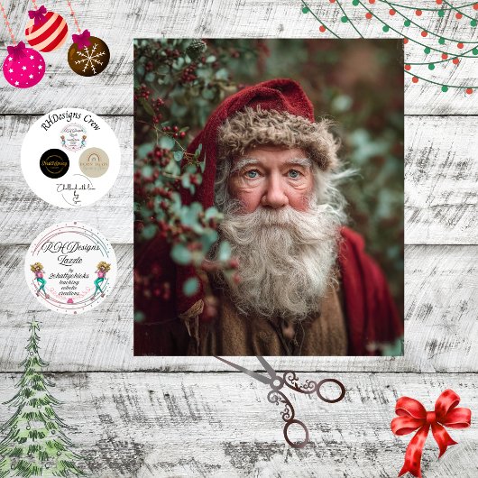 Papier Mousseline Decoupage Vintage Santa Clause Christmas Scene