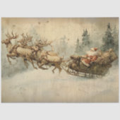 Papier Mousseline Decoupage Vintage Santa Sleigh Postcard (Recto)