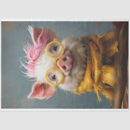 Papier Mousseline Découpage Vintage Sunny Snout Pig (Recto)