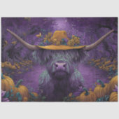 Papier Mousseline Découpage Violet Halloween Highland Cow Citrouille (Recto)
