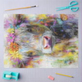 Papier Mousseline Découpage Visage Abstrait Vibrant (Artisanat)