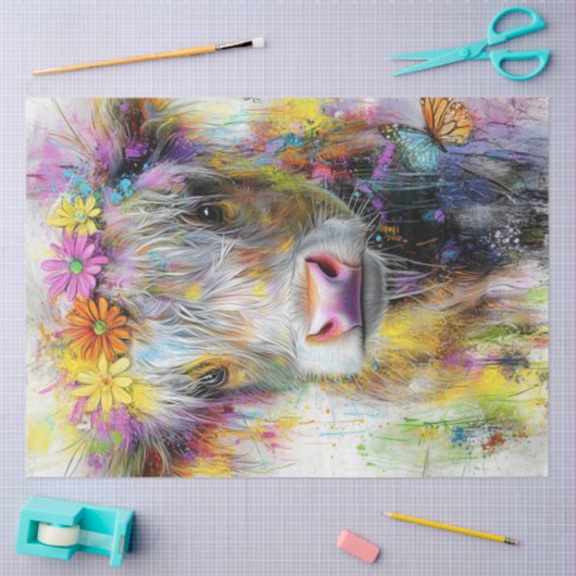 Papier Mousseline Découpage Visage Abstrait Vibrant (Artisanat)