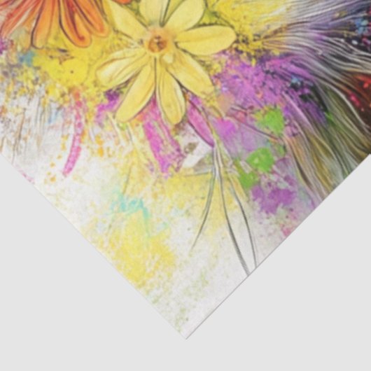 Papier Mousseline Découpage Visage Abstrait Vibrant (Détail)