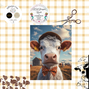 Papier Mousseline Découpage Visage et Casquette de vache lunatique