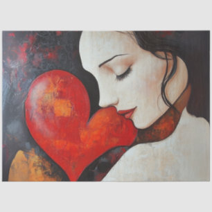 Papier Mousseline Découpage Visage minimaliste Valentine Heart Ladie