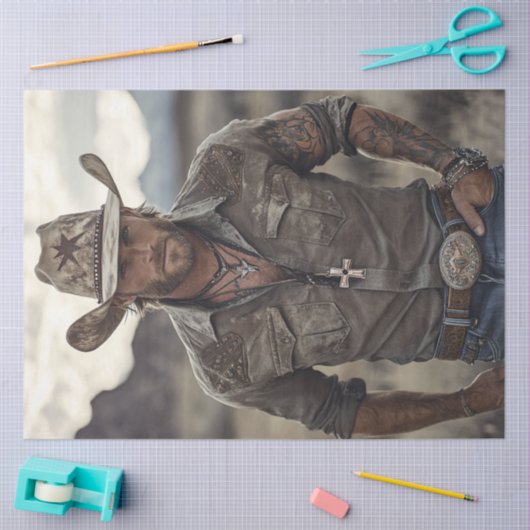 Papier Mousseline Découpage Western Cowboy Christian Rancher (Artisanat)