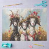 Papier Mousseline Découpage Whimsical 3 Chèvres En Champ (Artisanat)