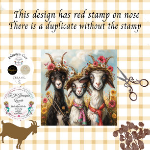 Papier Mousseline Découpage Whimsical 3 Chèvres En Champ